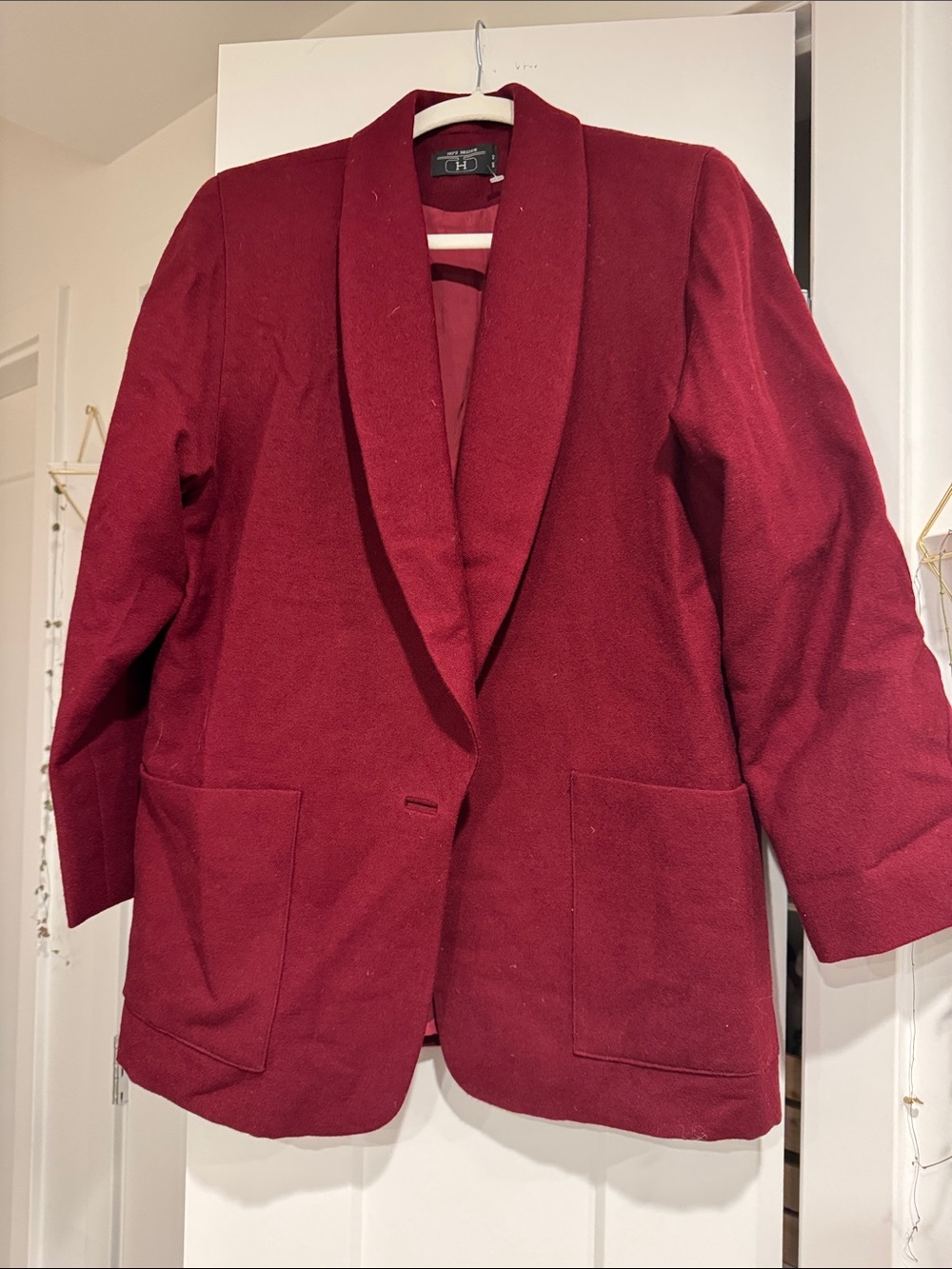 H&M Wine Red Shawl Collar Blazer